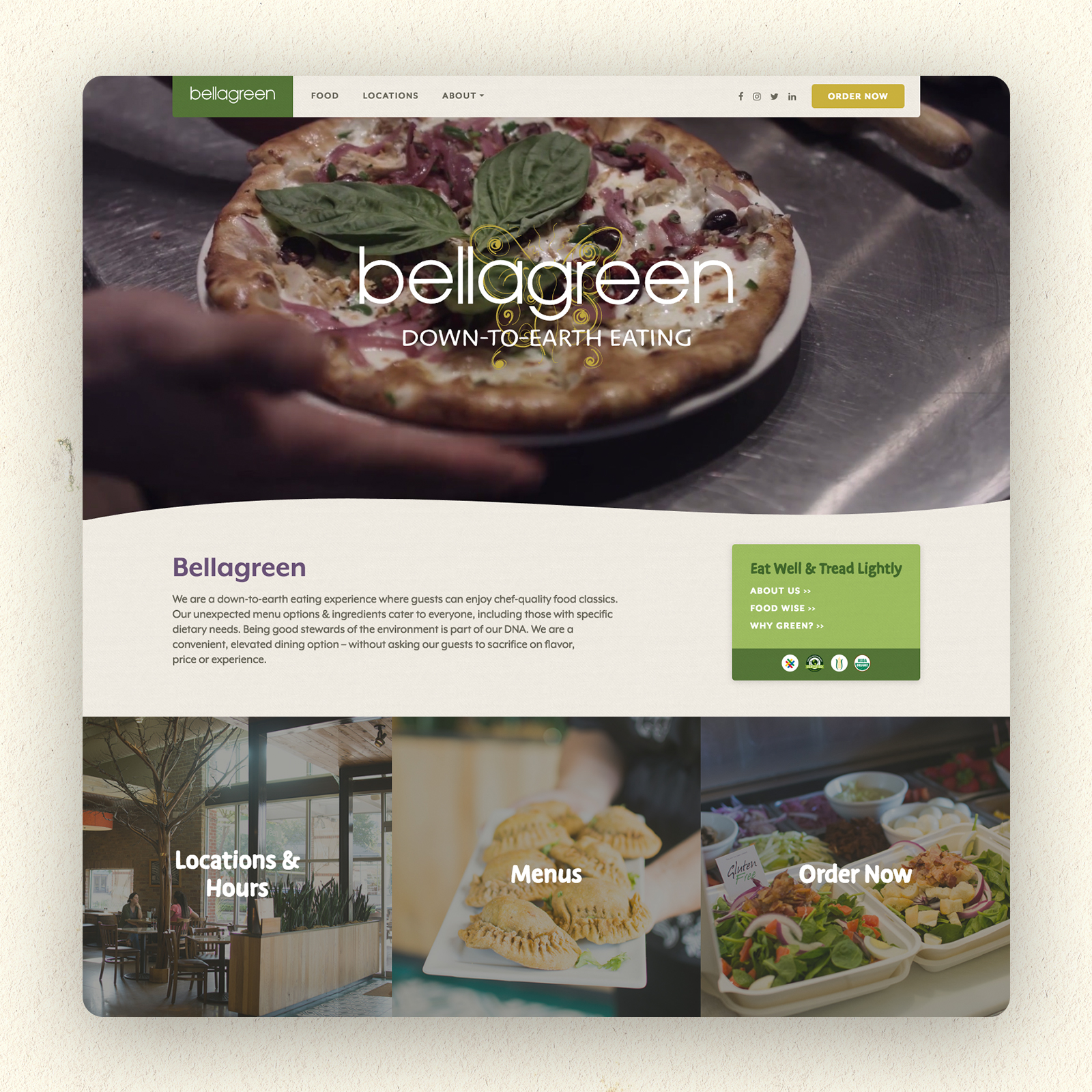 Bellagreen Restaurant Website Design and Website Development