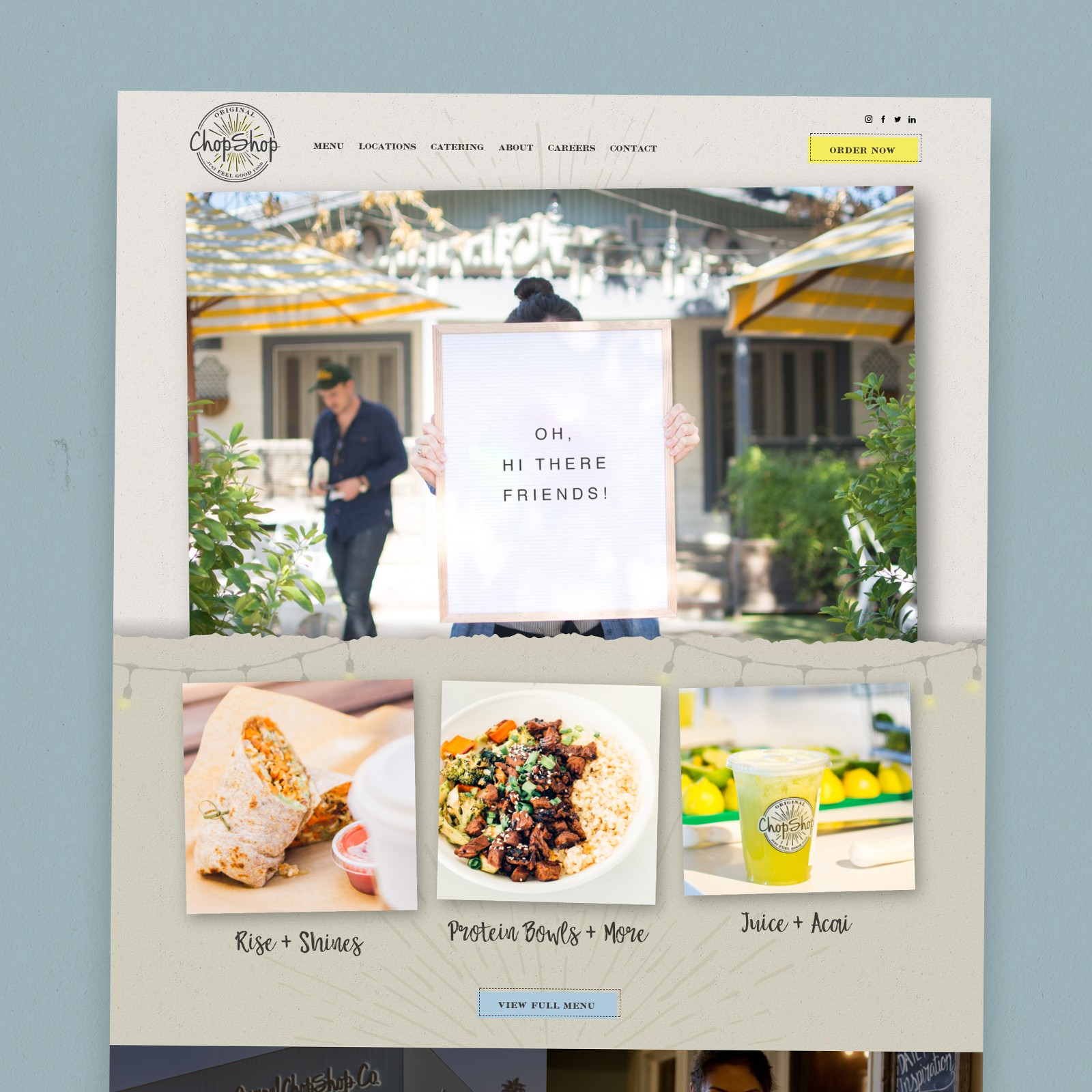 Original ChopShop Restaurant Website Design and Website Development