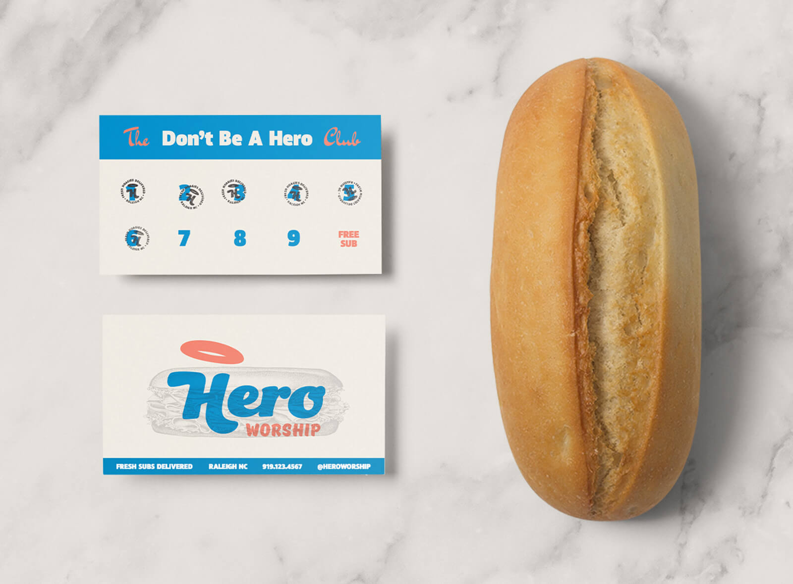 Hero Worship - Branding a sub shop in Raleigh, NC - Business Card Design