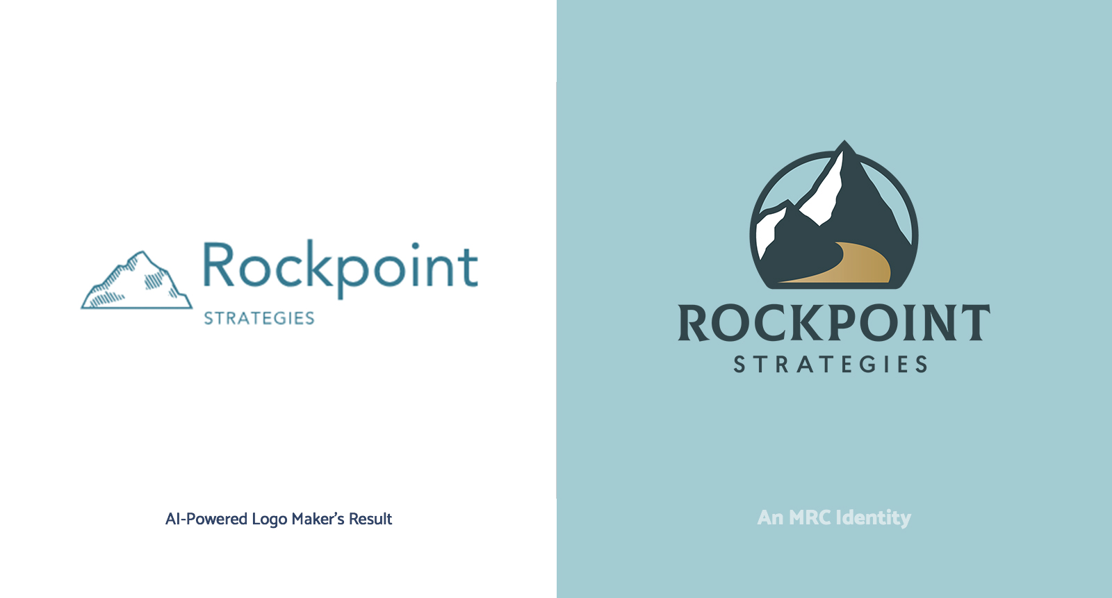 LogoJoy versus MRC Raleigh in a Logo Design Content for Rockpoint Strategies