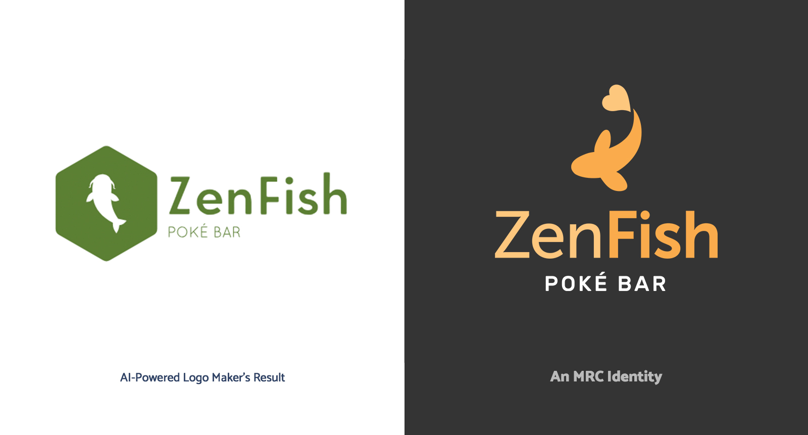 LogoJoy versus MRC Raleigh in a Logo Design Content for ZenFish Poke Bar