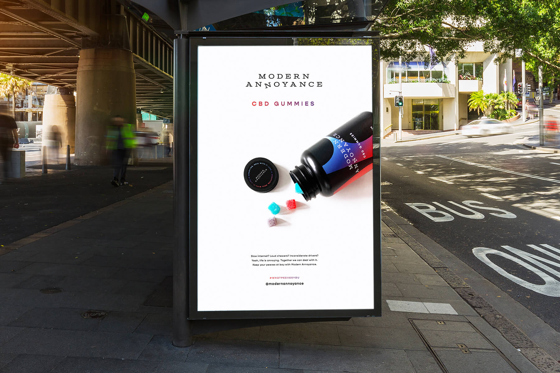 Modern Annoyance CBD - Bus Stop Advertisement