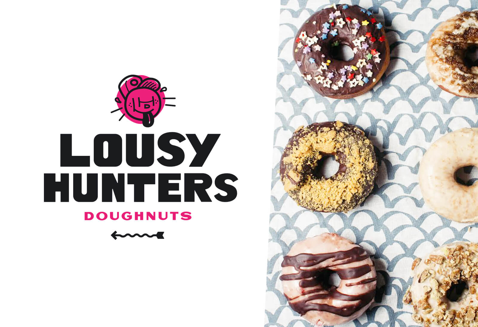 LousyHuntersDoughnuts - Stacked Logo and Photo