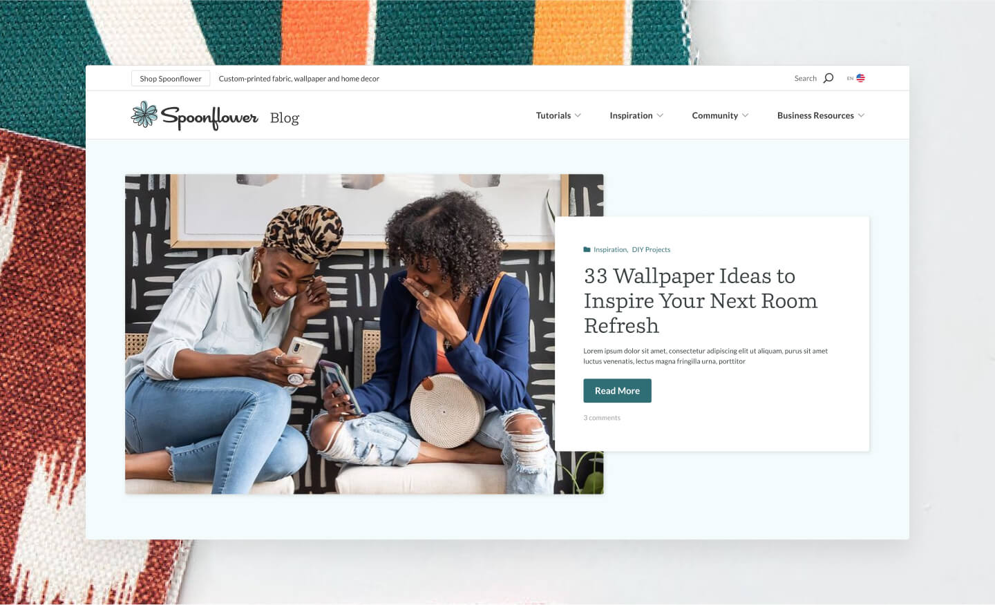 Homepage Design | Spoonflower Blog Website Design & Development by MRC