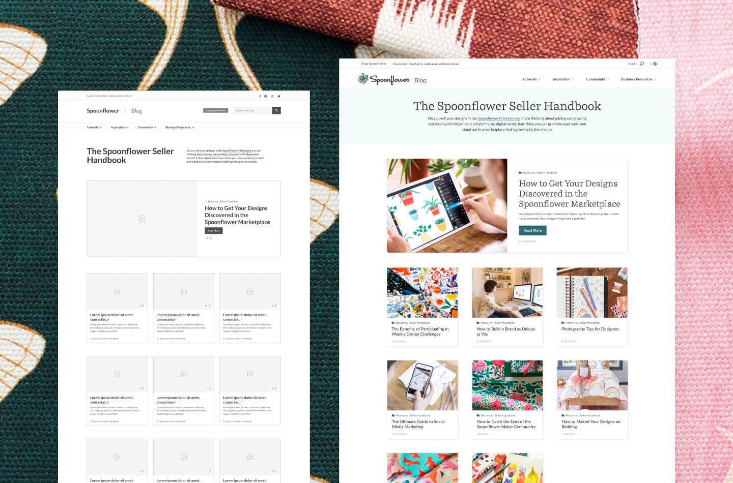 Wireframes to Design Mockup | Spoonflower Blog Website Design & Development by MRC