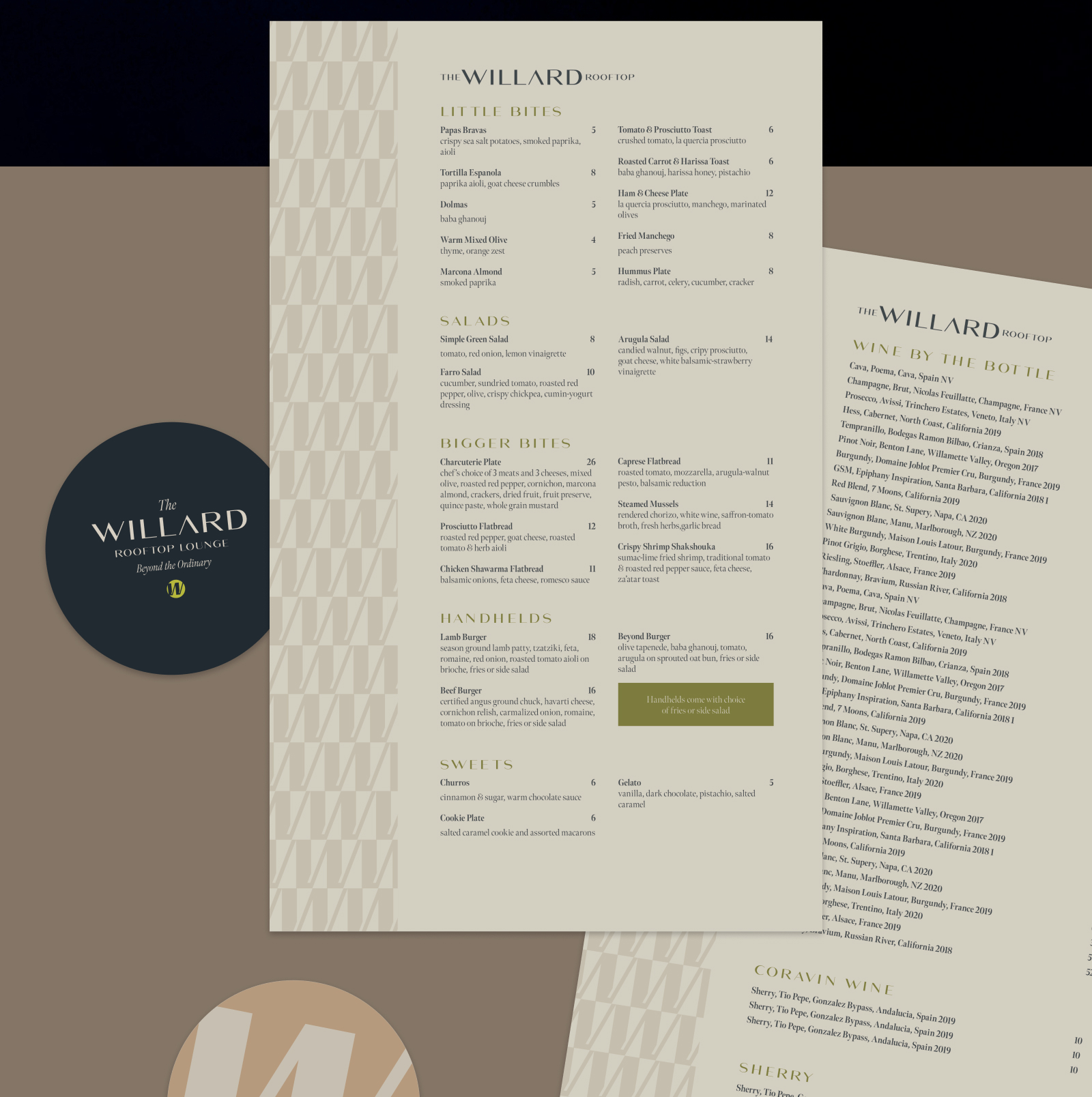 The Willard - AC Hotels - Brand Identity - Menu Design and Coasters