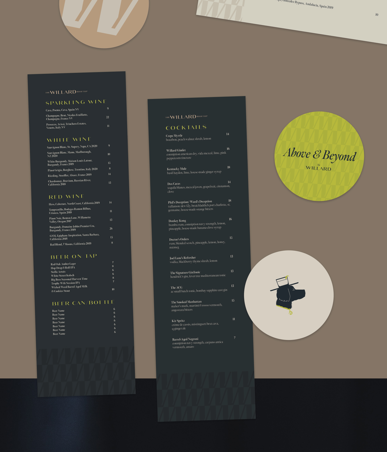 The Willard - AC Hotels - Brand Identity - Drink Menus and Coasters