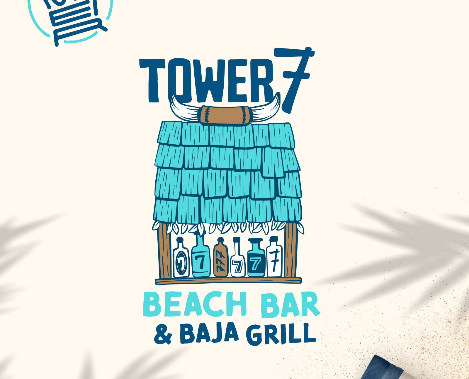 Tower 7 - Beach Bar - Tiki Bar Logo Illustration