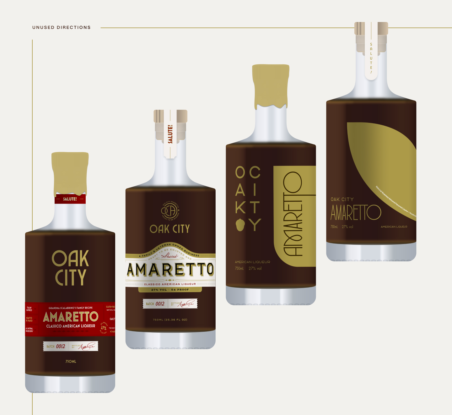 Unused Label Concept Mockups | Oak City Amaretto - Packaging Design