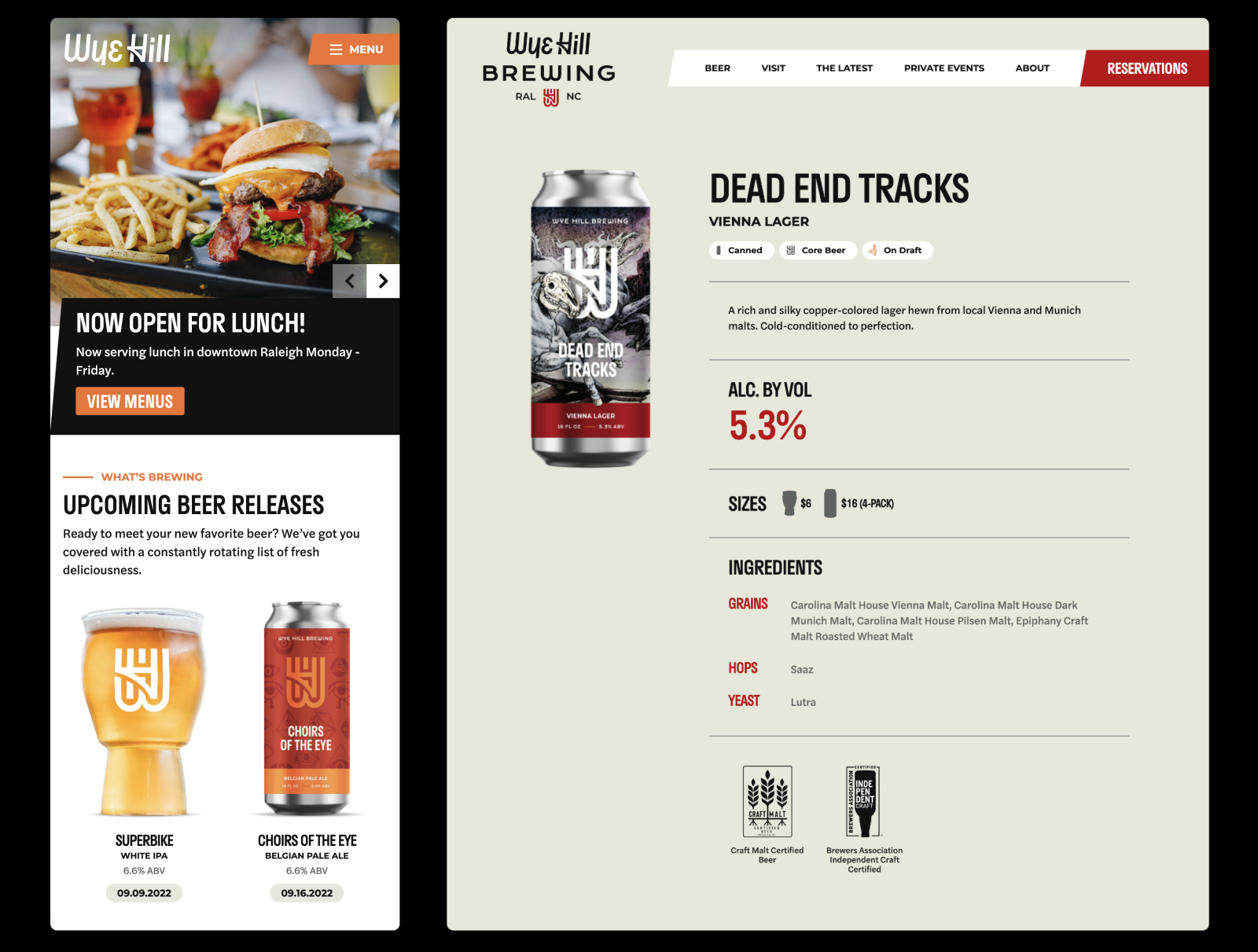 Custom WordPress Website for Wye Hill Brewing