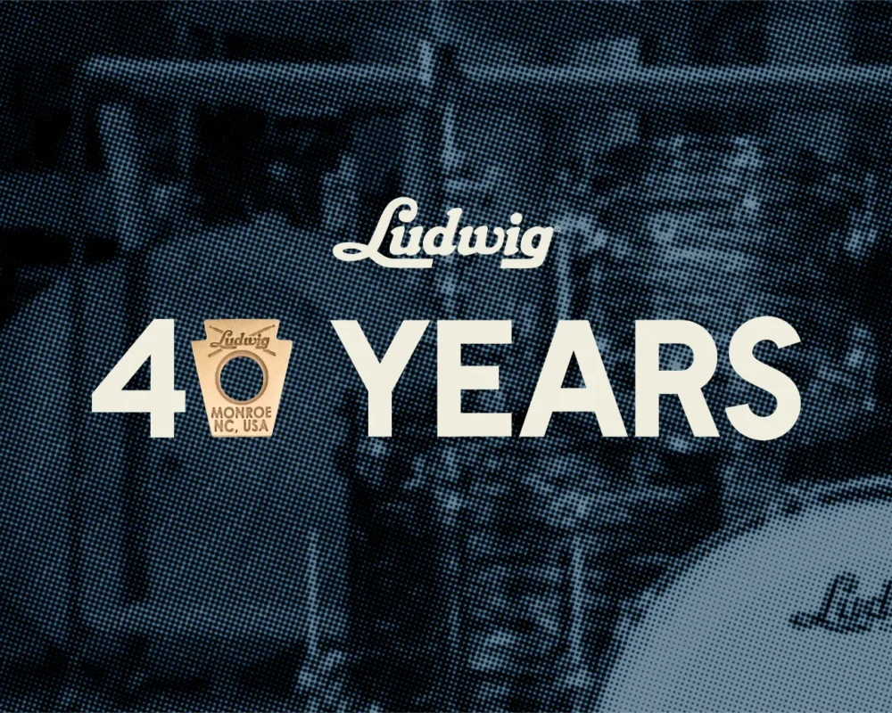 A 40 Years logo lockup using the Ludwig Keystone as the zero in 40 for Ludwig Drums, 2024 Ludwig HITS Fest